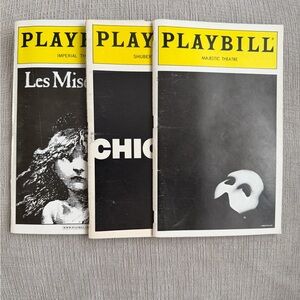 Les Miserables Chicago The Phantom of the Opera NYC Broadway Playbill Bundle Lot